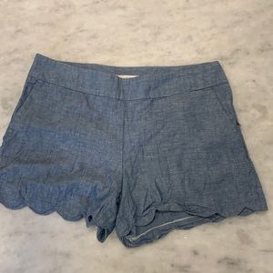 Loft blue chambray scalloped shorts